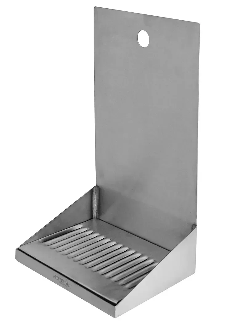 8" Wide S/S Drip Tray - 1 Shank Hole with Drain