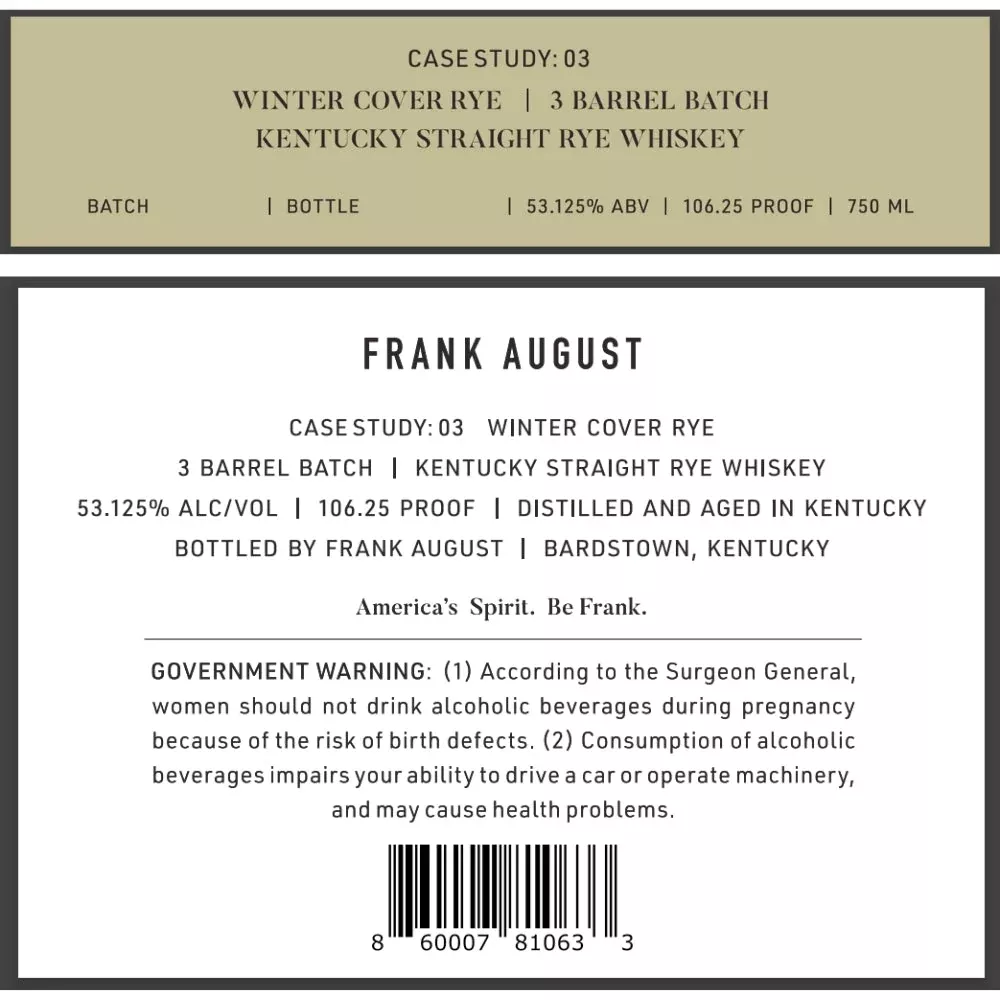 Frank August Case Study: 03 Winter Cover Rye | 3 Barrel Batch