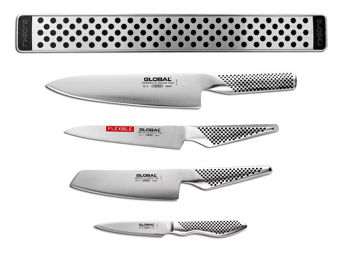Global 5pc Magnetic Bar Knife Set