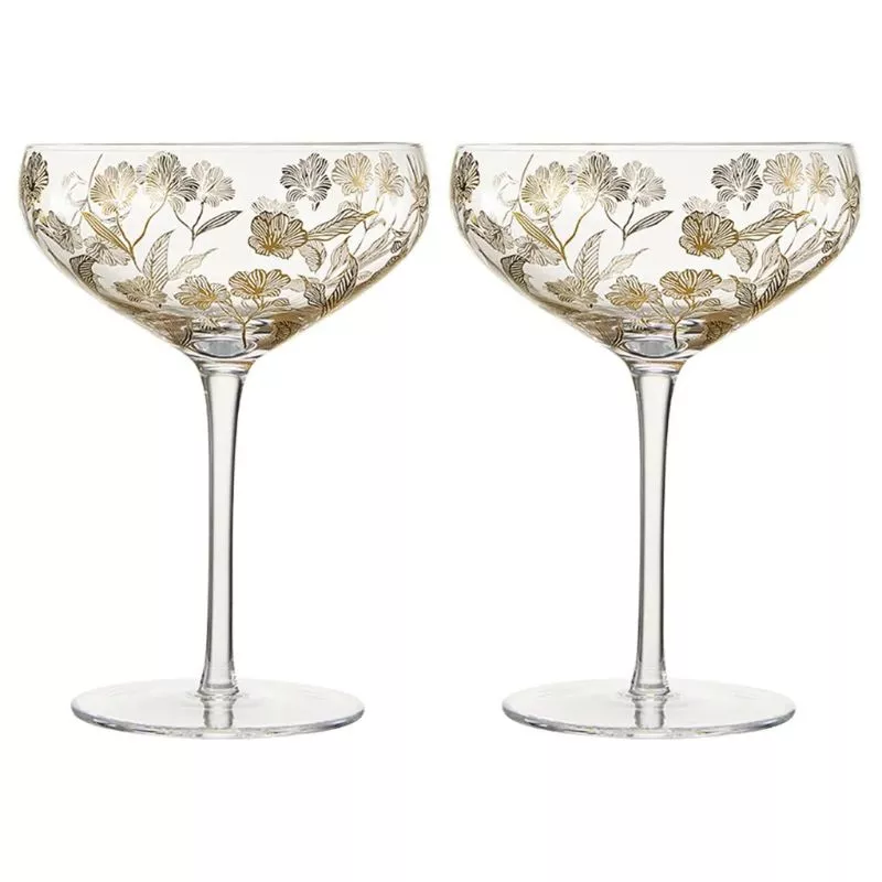 GOLD FLORAL COUPE GLASS (SINGLE)
