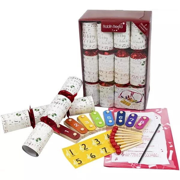 Robin Reed Set of 8 Chime Bar Musical Christmas Crackers