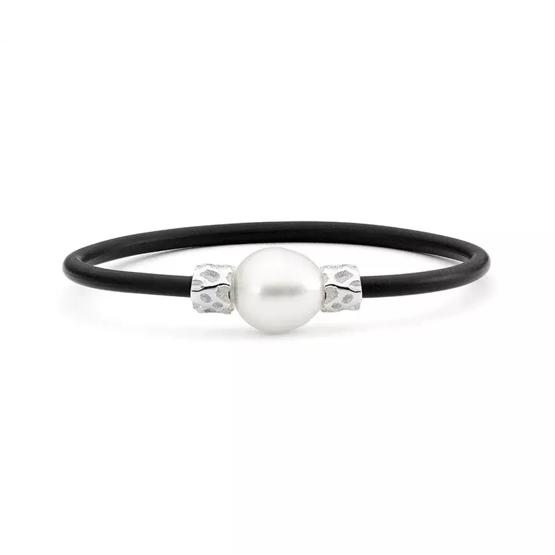 ‘Seafarers Edge’ sterling silver and south sea pearl Bangle