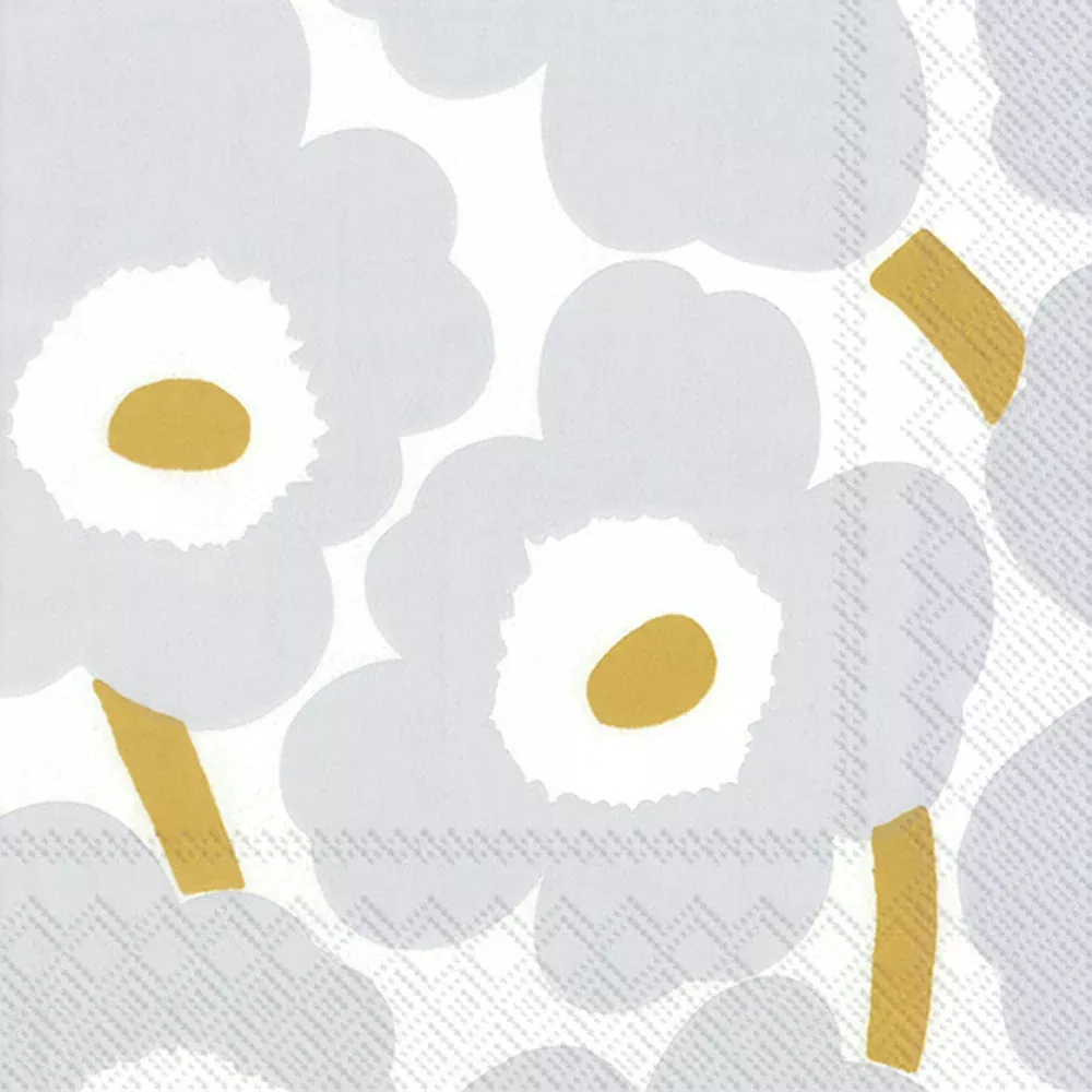 Silver Unikko Paper Beverage Napkins